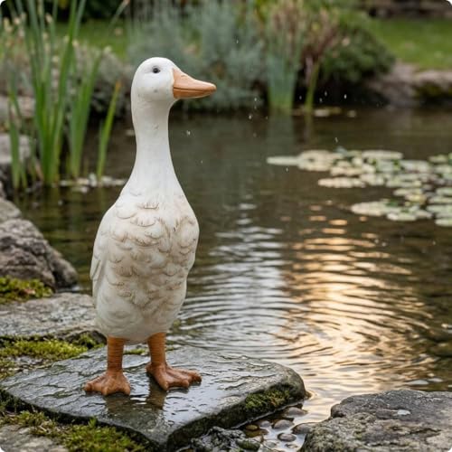 Canard en résine avec base texturée anti-vent pour massifs de fleurs