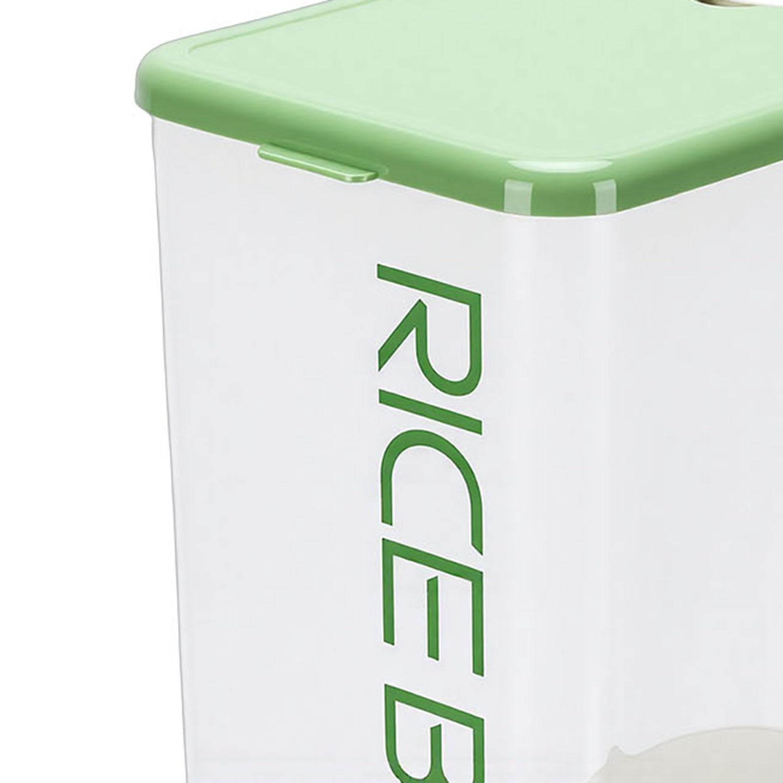 Dispenser per Riso, Contenitore Ermetico per la Conservazione del Riso di Grande capacità, Dispenser per Cereali Salvaspazio, Secchio per Cereali per Dispensa della Domestica (GREEN)
