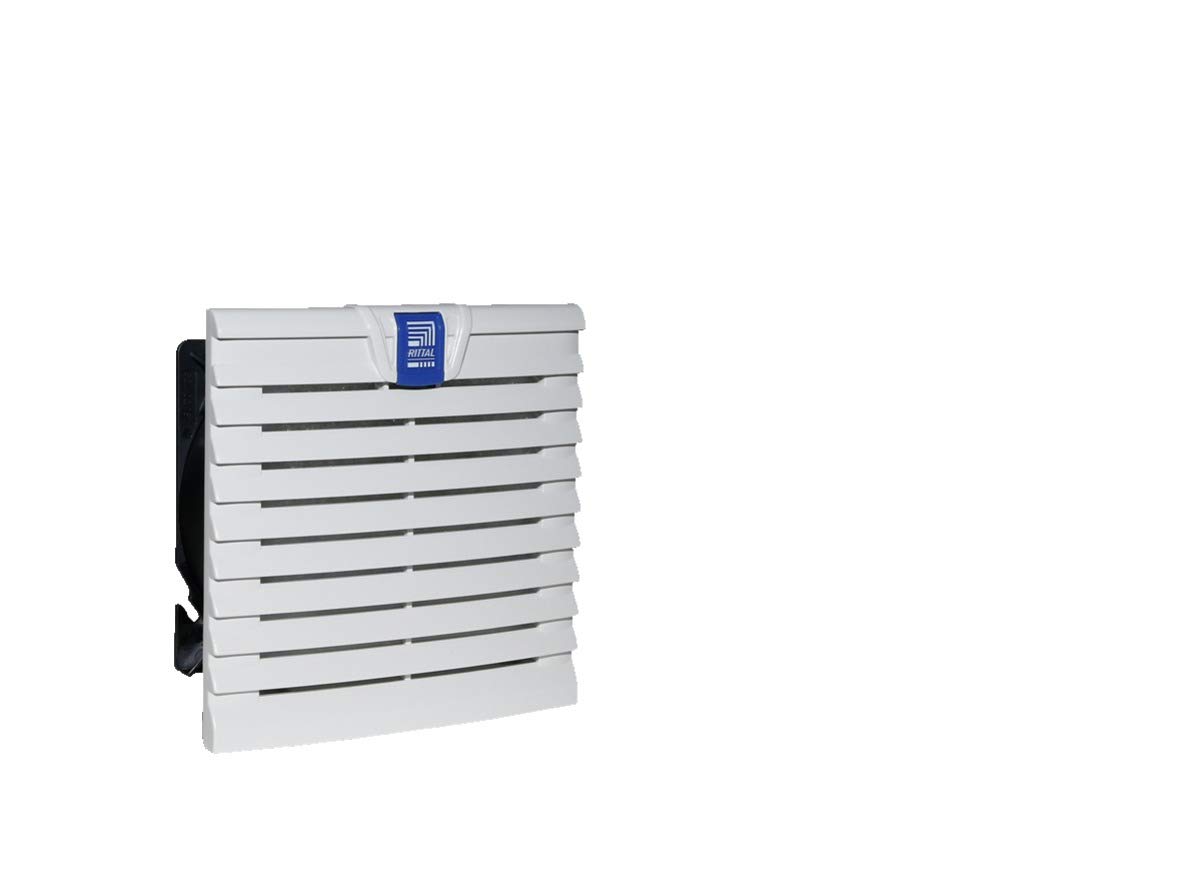 Rittal 3238124 Light Grey TopTherm Filter Fan, 5-53/64 Width x 5-53/64 Height x 2-29/32 Depth, 32 CFM, 24V DC