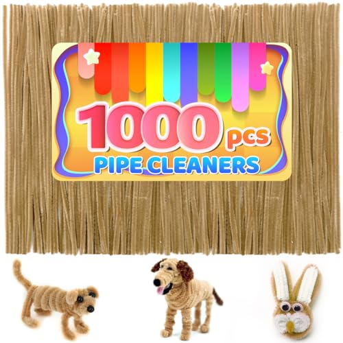 Image of IOOLEEM 1000pcs Light Brown Pipe Cleaners | Chenille Stems for DIY Flower Making & Festival Decor & Party Projects, Pipe Cleaner Crafts, Art and Craft Supplies