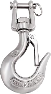 SHENGHUISS 304 Stainless Steel Clevis Slip Hook with Safety Latch & Swivel - 1400 lbs Capacity for Rigging, Towing, Crane & ATV Trailer