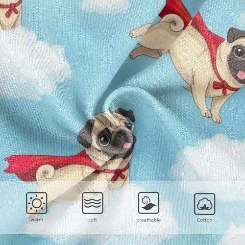 Cartoon Pugs Cloudy Blue Sky Toddler Underwear Girls, Cotton Underwear for Girls, 2T–8 Years3