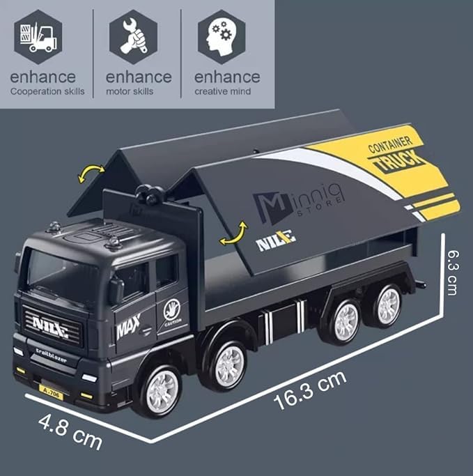 Image of Transport Carrier Container Trucks Simulation Die Cast Model Friction Powered with Push and go Action Figure Toy Truck for Kids Boy Girl Gift Toy (Pack of 4, Multicolor)