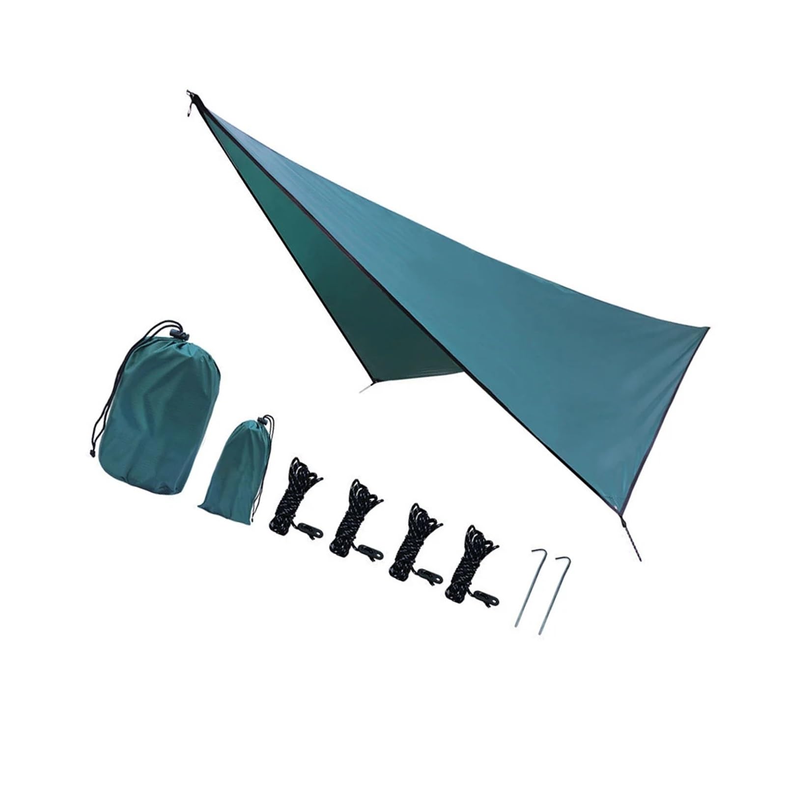 Ultralight Waterproof Tarp Tent 350x280cm Shade Outdoor Camping Hammock Rain Fly Garden Awning Canopy Sunshade(Blackish green)