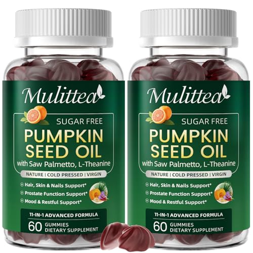 (2 Pack) Pumpkin Seed Oil with Saw Palmetto Gummies-Hair, Prostate&Urinary Support for...