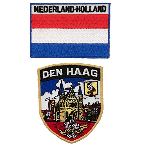A-ONE Den Haag Aufnäher + Flagge der Niederlande Flagge, patriotische Mantel-Patches, einzigartige persönliche Identität für Holland Den HAAG, 2 Stück No.116C