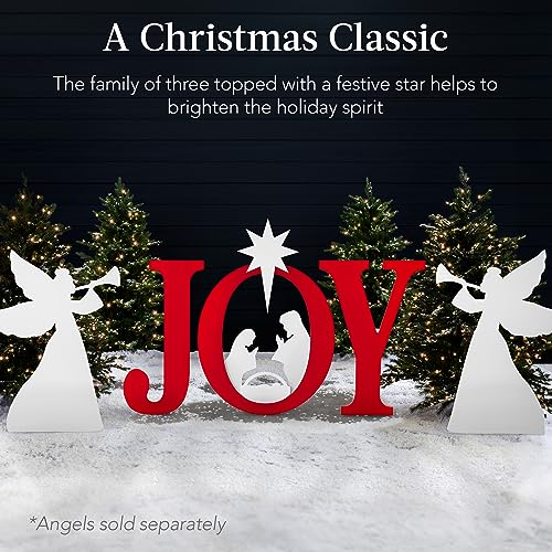 Best Choice Products 46in Outdoor JOY Christmas Nativity Decoration, 3 Piece Yard Decor Sign Holy Weather Resistant PVC Silhouette for Garden - Red/White - Image 5
