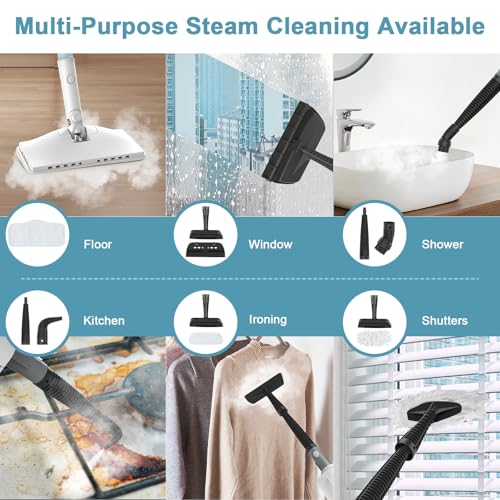 Image of 7-in-1 Steam Mop, 1200W Rotated Steam Cleaner for Home, 2 Modes, 400ML Removable Tank, 23FT Power Cord, 2 Pads, Multi-Surface Steamer for Hard Floor, Laminate Floor, Tiles Cleaning (Ocean Blue)
