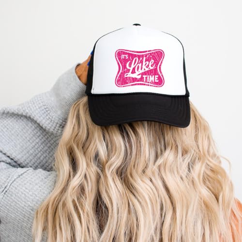 Image of It's Lake Time Summer Classic 5 Panel Foam Front Mesh Snap Back Trucker Hat