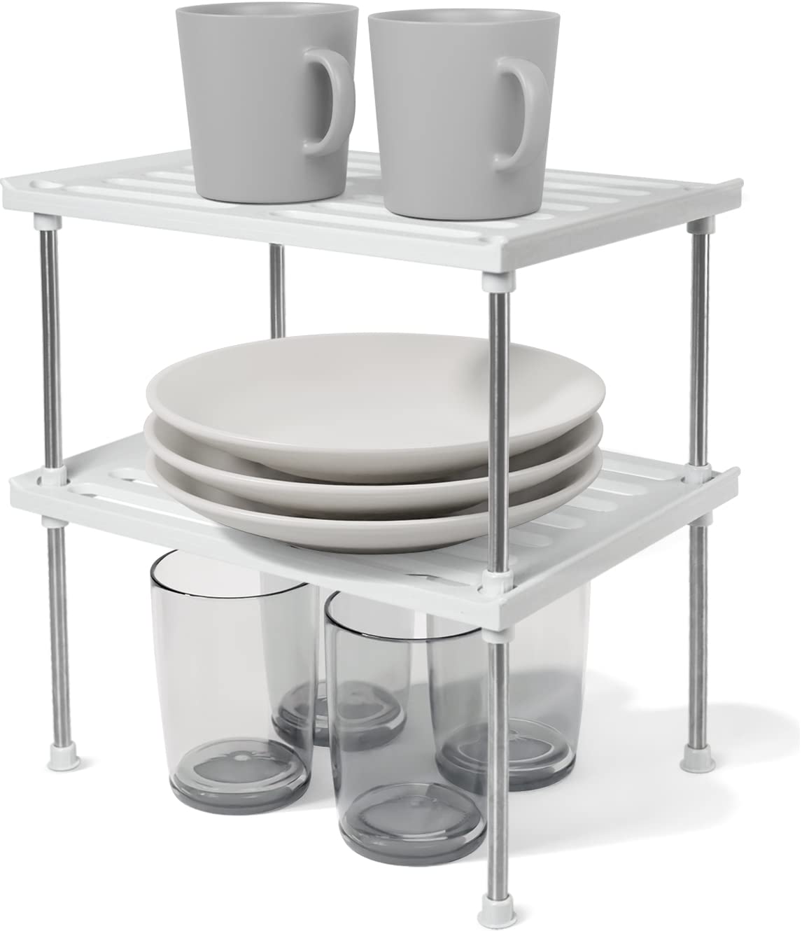 carrotezPantry Organizer, Stackable, Pantry Organization and Storage, White, 2 Pack