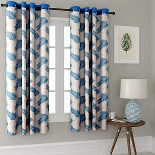Image of Cortina Single Pcs Curtains for Window, Print Polyester Window Curtains for Bedroom, Kitchen, Kids or Living Room - Blue (115 cm x 150 cm)
