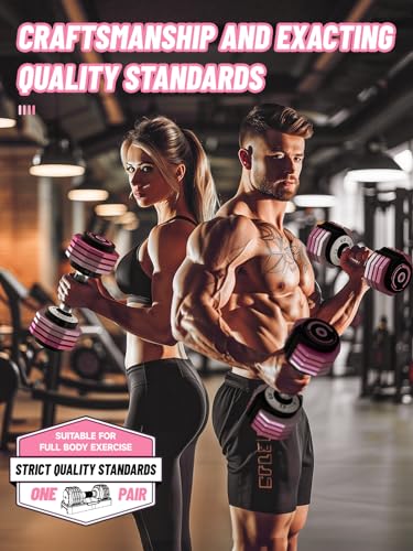 Adjustable Dumbbells Set 12.5LB/22.5LB Pair, 1-Sec Fast Adjustable 5 Weights by Turning Handle, Premium Comfort Non-slip Metal Dumbbells with Tray, Compact Size for Full Body Home Workout - Image 3
