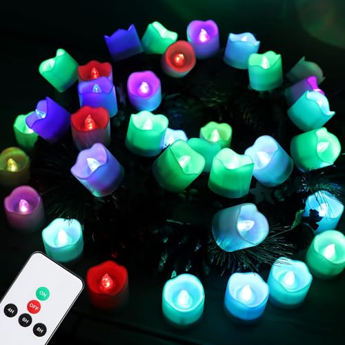 Image of Topstone Color Changing LED Electronic Flameless Candles with Remote Control - 7 Auto-Rotating Colors, Battery Operated, 400+ Hours,Perfect for Home Decor, Halloween, Christmas, Wedding & Party
