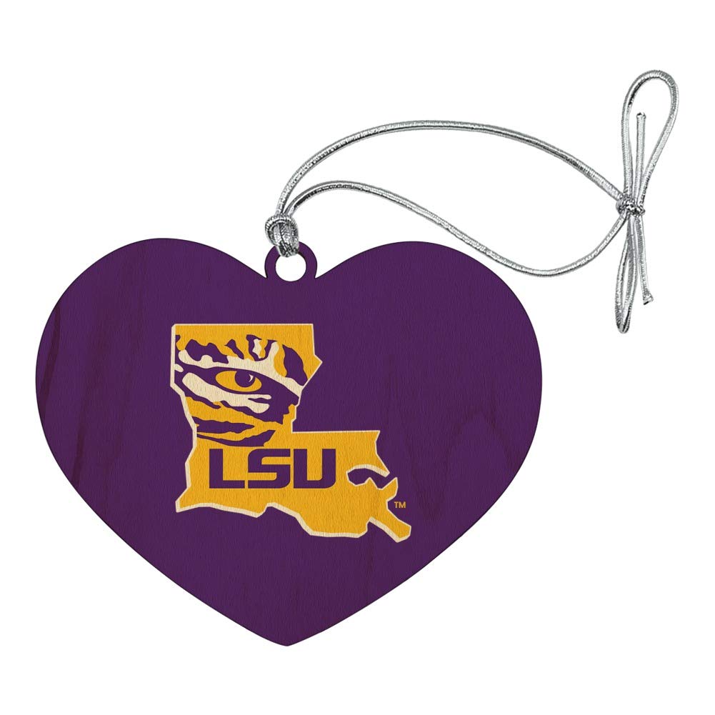 GRAPHICS & MORE LSU Tiger State Mark Heart Love Wood Christmas Tree Holiday Ornament