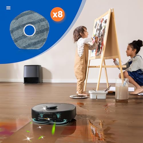 Image of 8 Pack Mop Pads Compatible with eufy X10 Pro Omni / X9 Pro Robot Vacuum | Spin Cleaning Pads Replacement Accessories Set