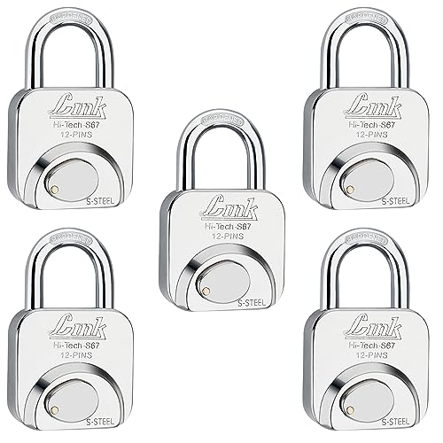 Image of Link Hi-Tech 67mm Padlocks 5Pcs-Set| Stainless Steel Body | Hardened Shackle | 3 Silver Keys with Hi-Tech Nickle & Keychain |Made in India|3Keys for Each Padlock
