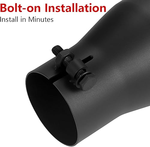 Miniatura 6 de A-KARCK Punta de escape de entrada de 2.5 pulgadas, entrada de 2.5 pulgadas, salida de 3.5 pulgadas, 9 pulgadas de largo, acabado recubierto negro,