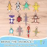 Eenua Pearl Animals Craft Set 12 Animal Key Chains DIY Threading Set for Beginners