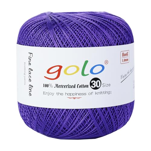 Image of golo Crochet Thread Size 30 Yarn for Hand Kniting Yarn for Tatting Purple 258