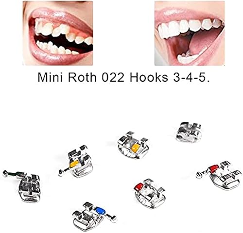Miniatura 5 de 10 paquetes de soportes de ortodoncia de dientes de metal soportes de acero inoxidable mini Roth 022 ganchos 3-4-5 para tratamiento de ortodoncia