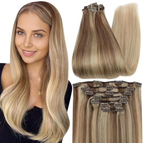 Full Shine Clip in Hair Extensions Human Hair Clip in Extensions Balayage