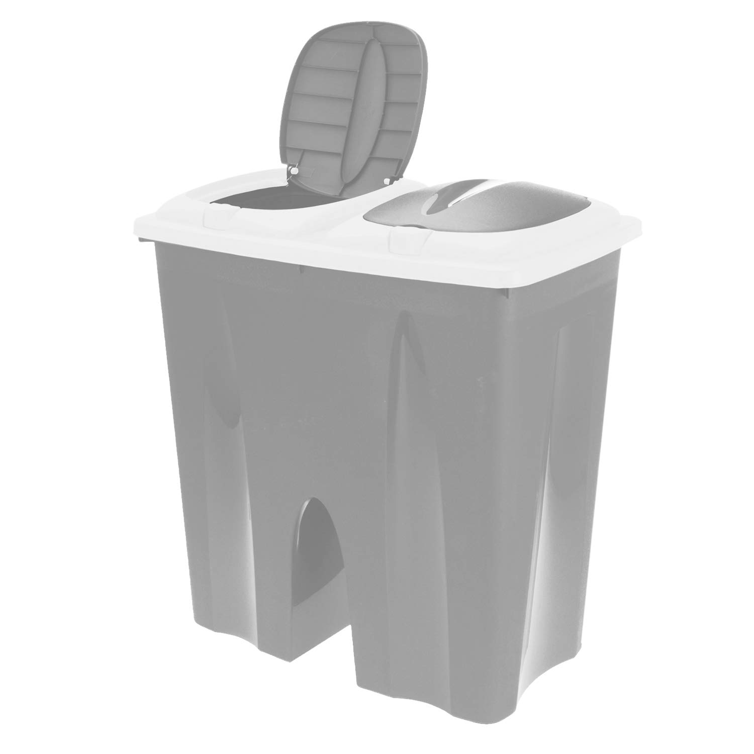 Guaranteed4less 50L Recycle Recycling Bin Garden Food Duo Double Compartment Waste Paper Kitchen (Grey)
