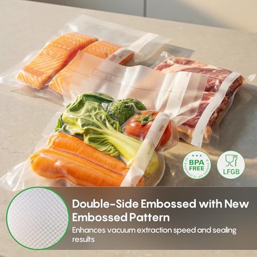 Image of FRESKO 200 Pack Quart 8 inchx12 inch Vacuum Sealer Bags, BPA Free Heavy Duty PreCut, Great for Sous Vide, Everyday Meal Prep & Freezer Storage