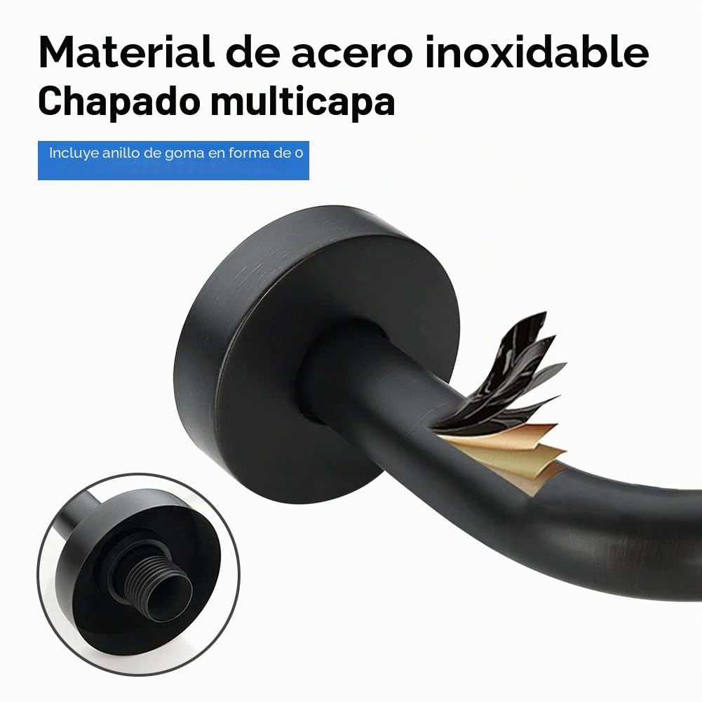Jenngaoo Brazo de Extensión de Ducha en Forma S, 13 Pulgadas, Acero Inoxidable con Acabado Negro, Brazo para Cabezal de Ducha, Montaje en Pared para Baño Doméstico