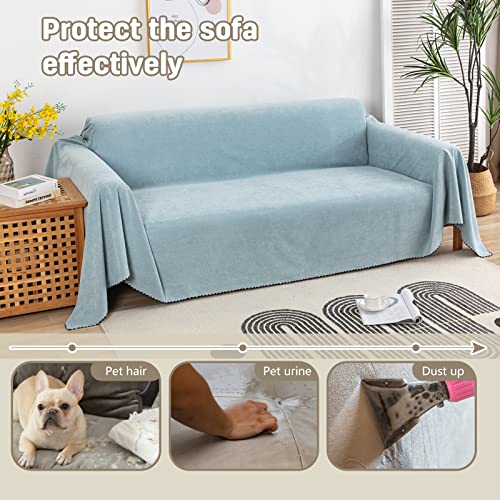 VanderHOME Modern Simple Sofa Throw 1/2/3/4 Seater Soft Decorative Throws for the Sofa Breathable Soft Blanket Sofa Protector for Settees Couch Sofa Bed and Armchair 180 * 340cm-Water blue - Image 4