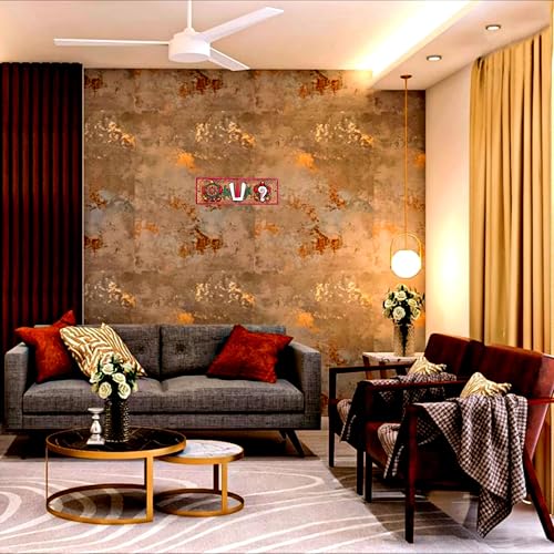 Image of 7 Inche Aluminium Metal Shank Chakra Tilak for Door, Shank Chakra Namah Wall Hanging Decorative for Home & Office Door Hanging (Copper Multicolour)