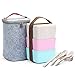 Bento Box,Arderlive 3 In1 Stackable Wheat Straw Lunch Box With Portable Lunch Bag, Leakproof Sandwich Lunch Contaier, Microwave/Dishwasher/Freezer Safe.(2250ml/76oz)