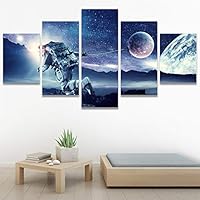 SIGNWIN 5 Panel Canvas Wall Art Modern Art Astronomy & Space Contemporary Cosmic Dramatic Mixed Media Multicolor for Home Decorations Ready to Hang - 60