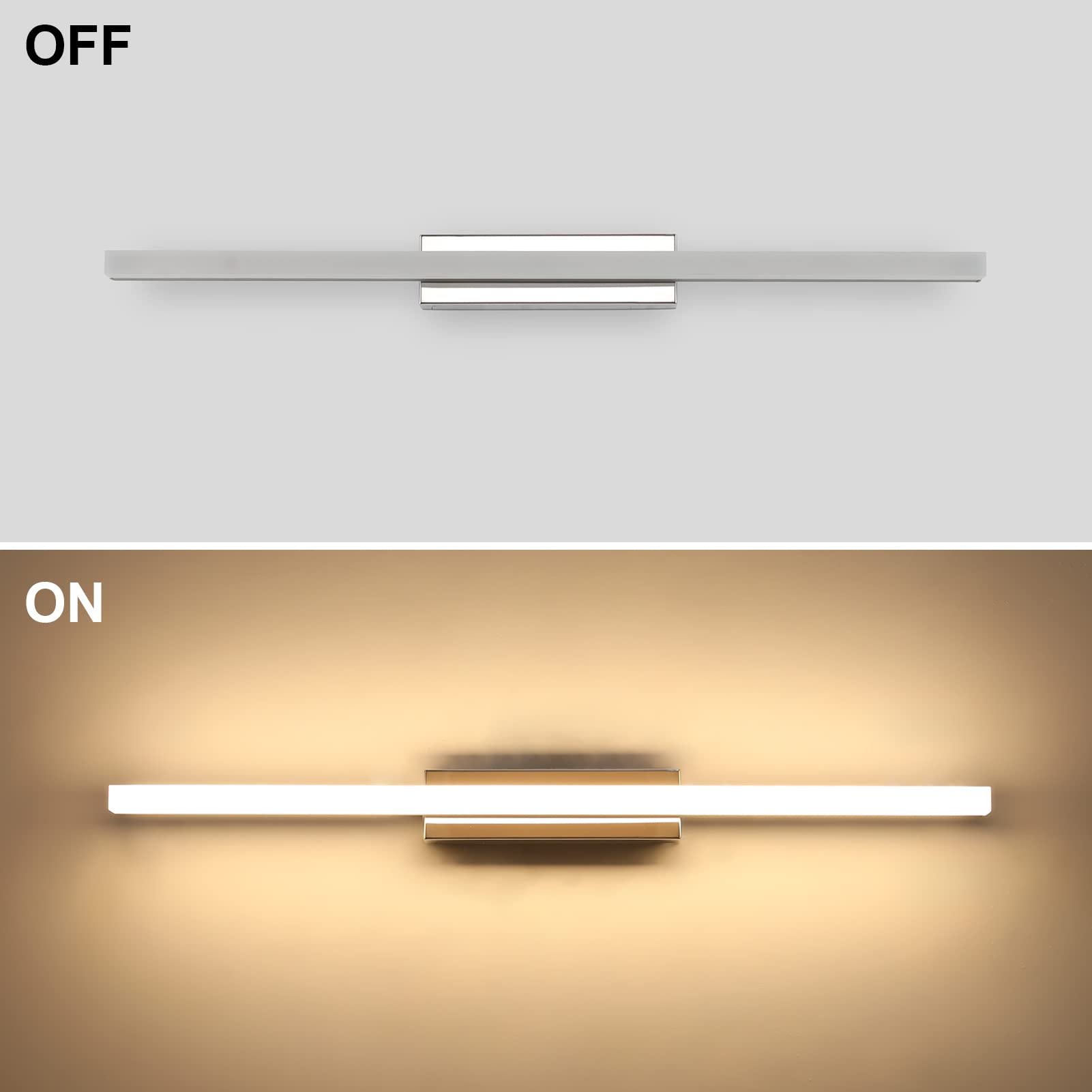 Klighten Lampe Miroir LED Salle de Bains 14W 60cm IP44 110-240V 910 Lumen Blanc Chaud 3000K