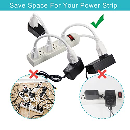 [3 Pack] White Short 3Prong Power Extension Cord - 6Inch Mini Indoor Grounded Extension Cord,16Awg Small Electrical Ac Extension Cord For Power Strip, 13Amp Male To Female Household Extender Cable #TOP4