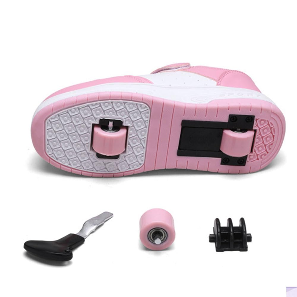 Hiseng Chaussure Roller Fille 28-40EU, Basket Roller pour Enfan Chaussure a Roulette Garcon Chaussure a Roulette Fille Garçons Chaussures Roller Roues Basket a Roulette Adolescents pour Extérieur