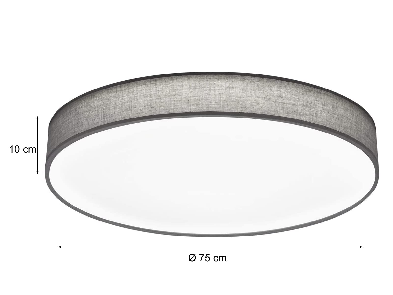 Trio Leuchten LED Deckenleuchte Lugano 621915511, Stoffschirm, 60 Watt, Helligkeit und Lichtfarbe einstellbar, Grau