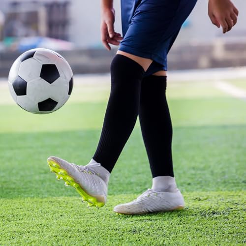 Peaken Football Sock Sleeve, 3 Pair Team Leg Sock Black Sock Sleeve Football for Football Running or Training Beginner (Adult, Black) - Image 4