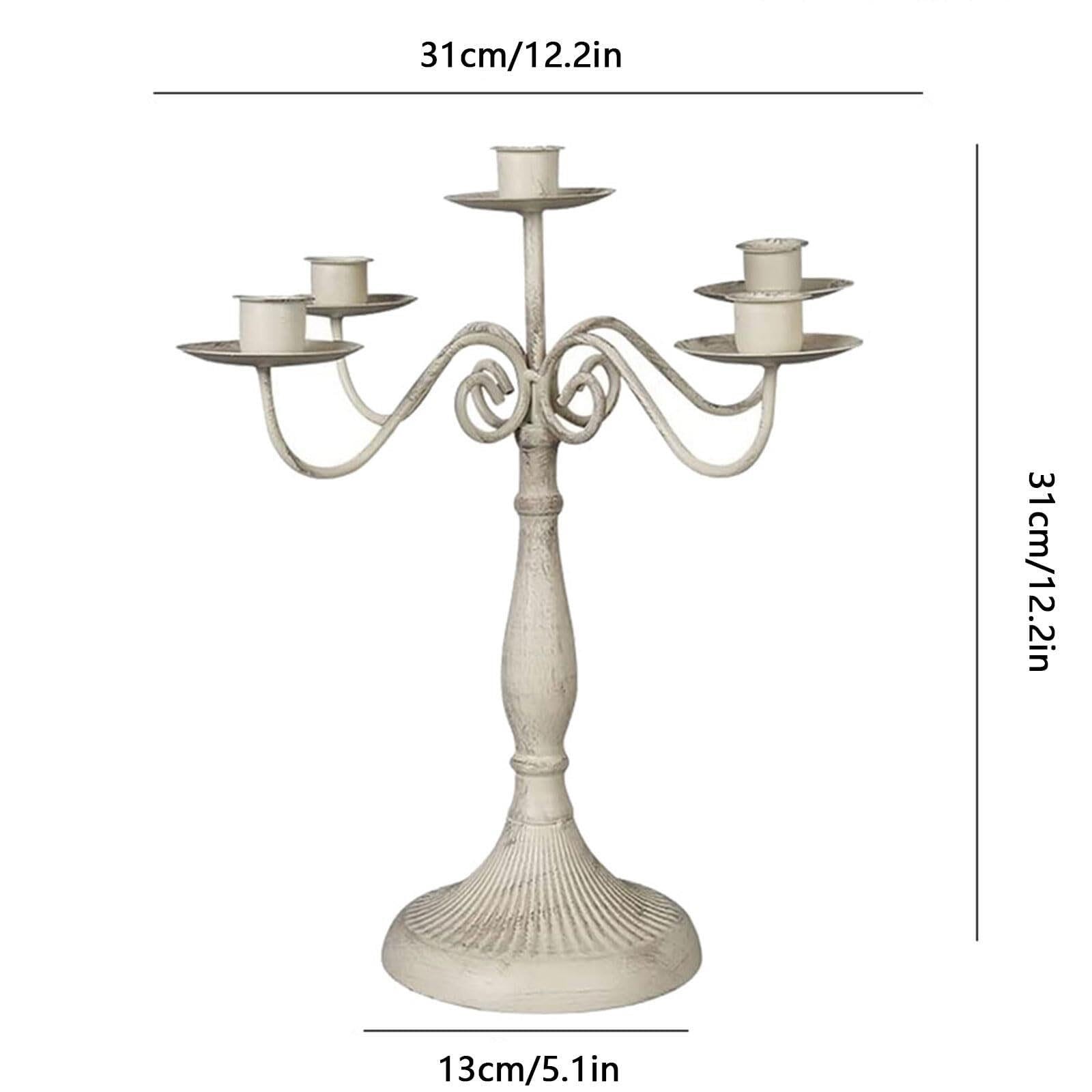 Kerzenhalter für Stabkerzen Kandelaber-Kerzenhalter, Tisch-Kerzenständer Wohnzimmer-Deko(White,5 Arms)