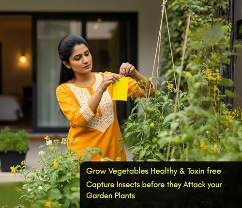 Image of Chipku Yellow Non Toxic Chemical Free Sticky Fly Trap Pads for Insects, Whiteflies, Aphids, Leaf Miner & Thrips (Yellow) (Garden Sticky Trap Pack of 10)