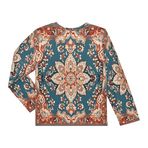 Boys Rash Guard Swim Shirt Long Sleeve UPF+ 50 Sun Shirts Quick Dry Shirt Red Bohemia for Toddler Kids2