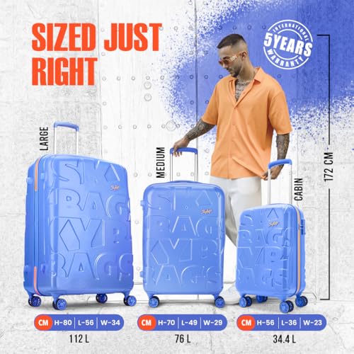 Image of Skybags Polycarbonate (Pc) Graphiq Cabin 55 Cm(Small) Trolley Bags for Travel 8 Wheel Spinner Hard Case Luggage, Lightweight Bag with TSA Lock & Scratch Resistant with 5 Years Warranty (Persian Blue)