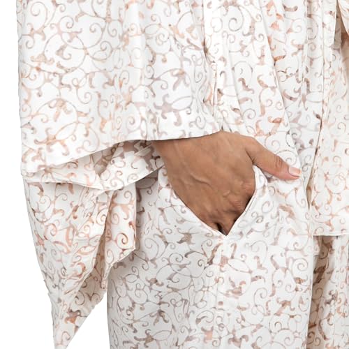 NOVICA Artisan Handmade Batik Robe Fair Trade Floral Patterned Women's from Indonesia Rayon Clothing Beige ' Bali Arabesques' - Image 4