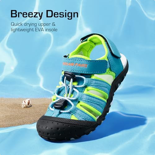Image of DREAM PAIRS Unisex Summer Water Athletic Sandals | Closed-Toe Protection Quick-Drying Upper Comfort Footbed Durable Non-Slip Sole Hook-And-Loop Outdoor Sport Walk Hike