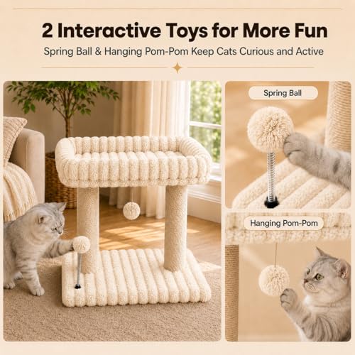 PuzzlePaw 026 Torre Rascador para Gatos Pequeño con Cama y Poste de Sisal para Interior miniatura 7