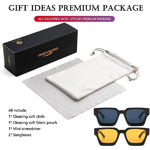 Image of AIEYEZO Square Sunglasses for Women Men Square Thick Frame Sun Glasses Simple Designer Style Shades