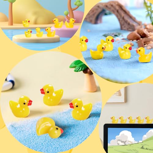 Geepen 200 peças de mini pato de resina, mini patos em miniatura, estatuetas de pato minúsculas, pat
