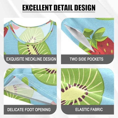 senya Short Sleeve Pajamas Sets Summer Cotton Sleepwear Kiwis and Strawberries4