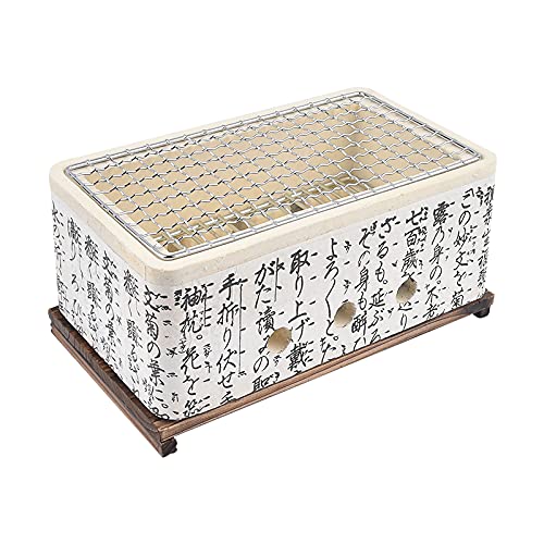 Parrilla de carbón de cerámica, Estilo japonés, Cuadrada, portátil, Antiadherente, Ideal para Picnic, jardín, terraza, Camping y Viajes.