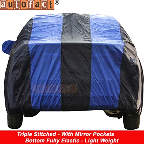 Image of Autofact Car Body Cover with Mirror Pockets Compatible for Hyundai Santro Xing (Triple Stitched, Bottom Fully Elastic, Royal Blue Color)