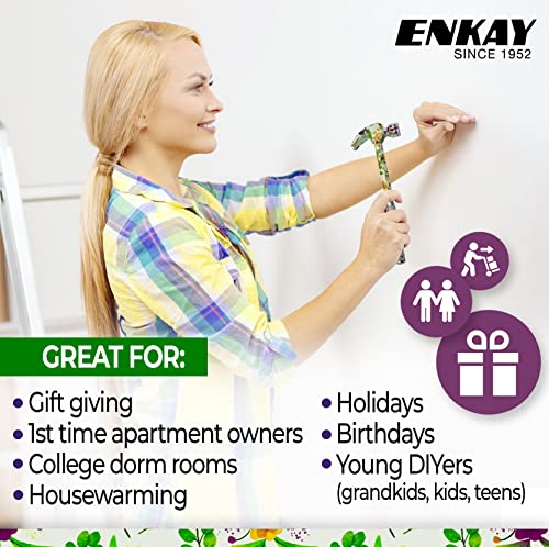 Image of ENKAY - 6 in 1 Floral Hammer and Screwdriver, Multifunction Claw Hammer Tool with Flower Print (Pattern 2)